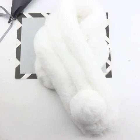 Rabbit Fur Scarf Female Winter Korean-White-6