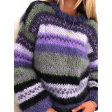 Rainbow sweater casual warm sweater-Purple-5