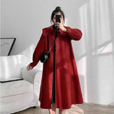 Retro Red Lapel Double-sided Cashmere Wool Coat Women-Antique red-6