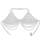 Rhinestone Sexy Lingerie Suit Body Chain-Silver-4