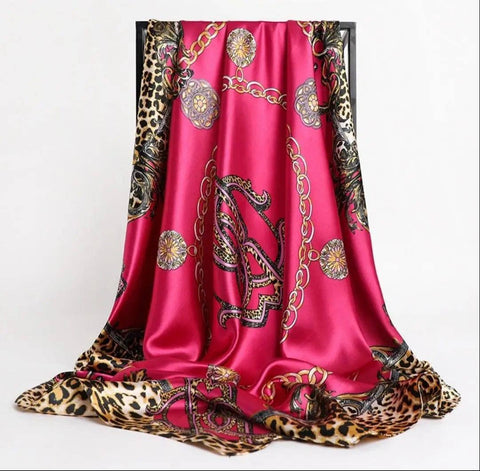 Scarf Fashion Leopard Print Silk Scarf-FT1555-5