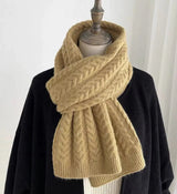 LOVEMI  Scarf Khaki Lovemi -  Korean Version Of Solid Color Knitted Wool Warm Scarf In Winter