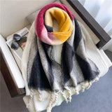 LOVEMI  Scarf WT696 / 220x42CM Lovemi -  Thickened Warm Geometric Triangle Color Matching Scarf In Winter