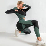 Seamless Long Sleeve Quick Dry Training Running Yoga Show-Darkgreen-7