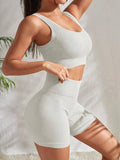 Seamless Ribbed Yoga Sets Workout Sets for Women 2 Pieces-L-2