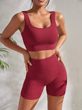 Seamless Ribbed Yoga Sets Workout Sets for Women 2 Pieces-L-3