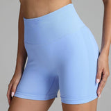 Seamless Yoga Shorts Women Solid Color High Waist-Light Blue-9