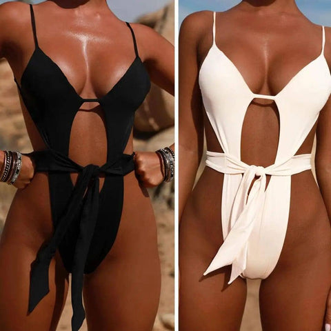 Sexy bikini back strap solid color swimsuit-1