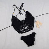 Sexy Bikini Bikini Handmade Crochet Beach Bathing-Black-2