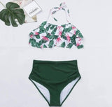 Sexy Fashion Multicolor Split Bikini Swimsuit-Green-5