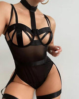 Sexy Lingerie Bodysuit With Halter Neck And Garter-6