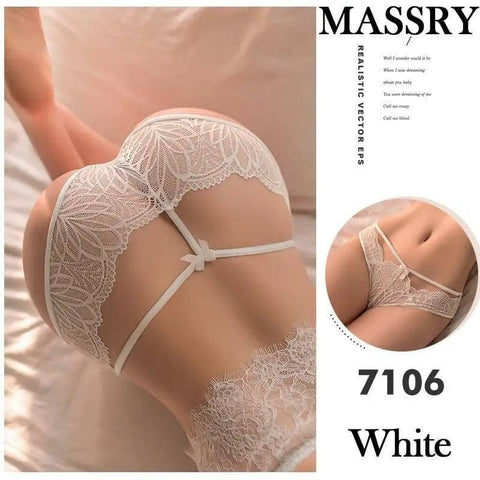 Sexy Lingerie Non-open File Lace Panties-7106white-6