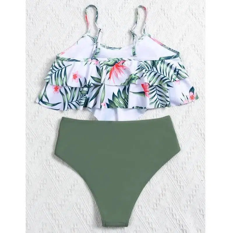 Sexy Printed Multicolor High Waist Bikini-Green-2