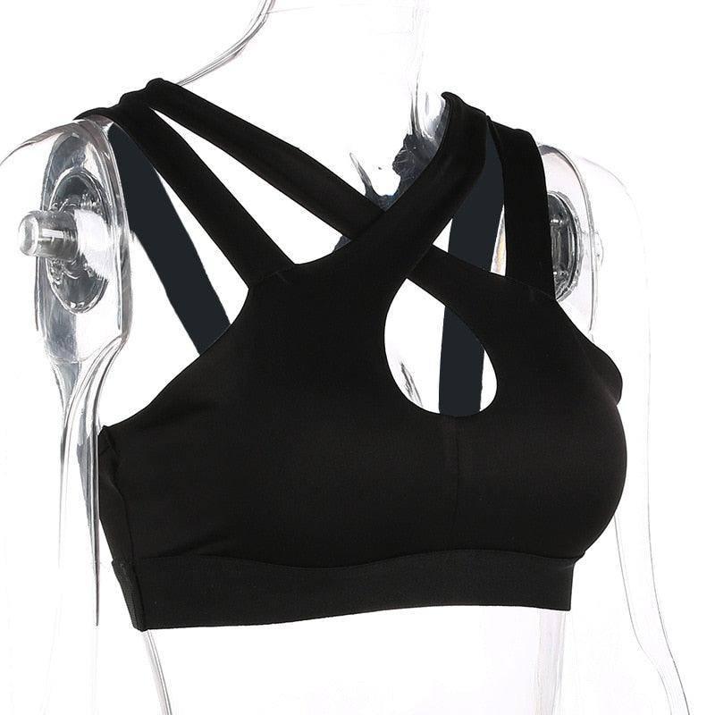 Sexy Women Halter Yoga Bra Strappy Sport Bras Push Up-5