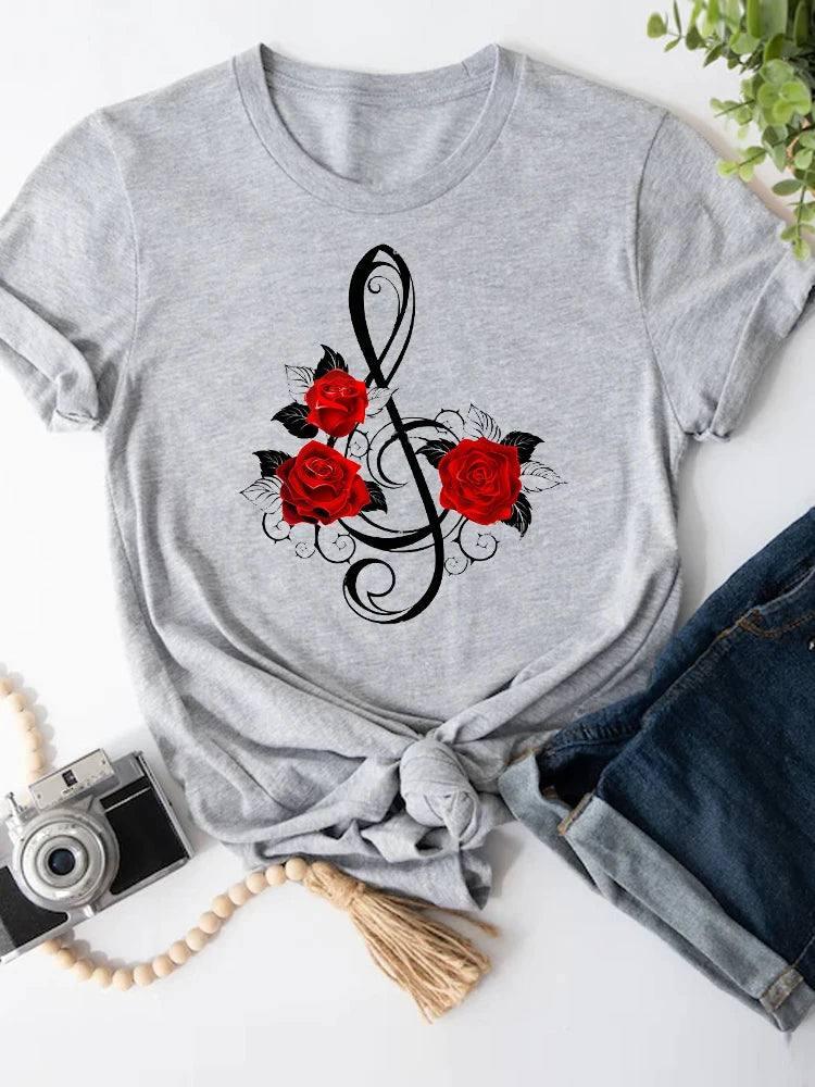 Short Sleeve Butterfly Bow Sweet Flower Fashion Summer Women-30