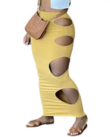 LOVEMI  Skirts Yellow / S Lovemi -  Women's Fashionable Side Hollow-out Ripped Sheath Skirt