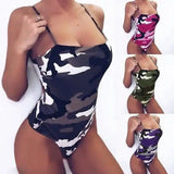 Slim-Fit Suspender Camouflage One-Piece Swimsuit Jumpsuit-1