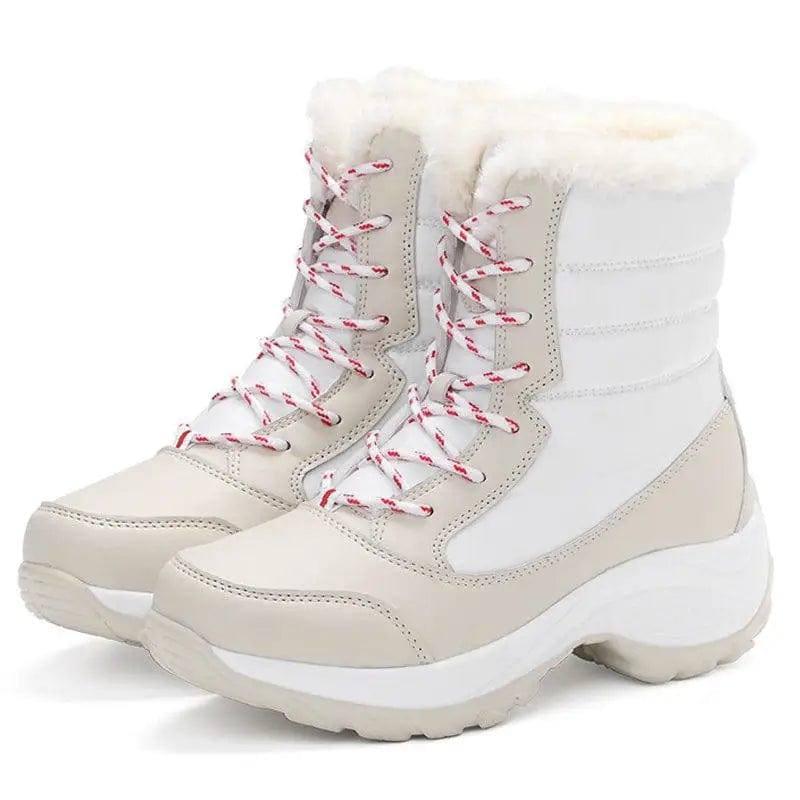 Snow Boots Plush Warm Ankle Boots For Women Winter Shoes-Off white-5