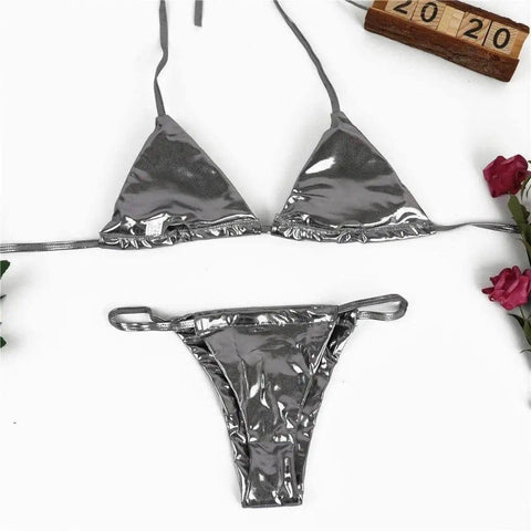 Split bronzing bikini-Silver-2