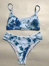 Split ladies bikini swimsuit-Blue-4