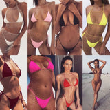 Split solid color bandage bikini-1