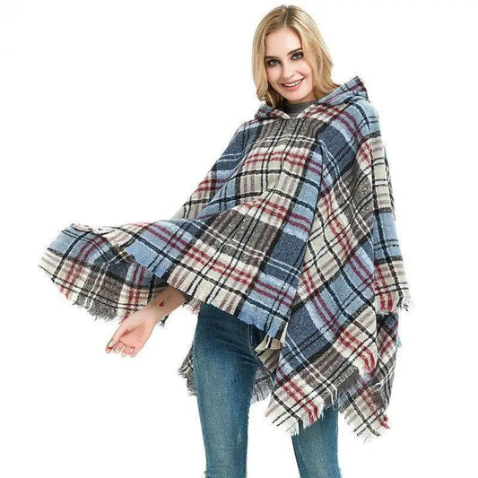 Spring Autumn And Winter Plaid Ribbon Cap Cape And Shawl-1