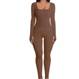 Square Neck And Buttocks Lifting Slim Fitting Jumpsuit-8