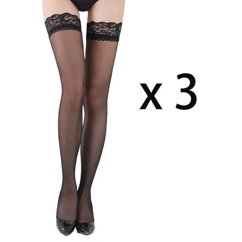 Stacey Sexy Lace Trim Stockings Black Sexy-3pcs-19
