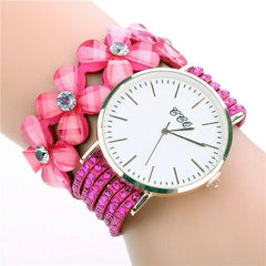 Stainless steel shell quartz watches Women luxury brand-Rose red-1
