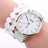 Stainless steel shell quartz watches Women luxury brand-White-9