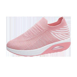 Stripe Design Mesh Shoes Fashion Slip On Air Cushion Shoes-Pink-11