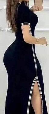 Striped High Slit Maxi Dress - Summer Fashion Maxi Dresses LOVEMI   