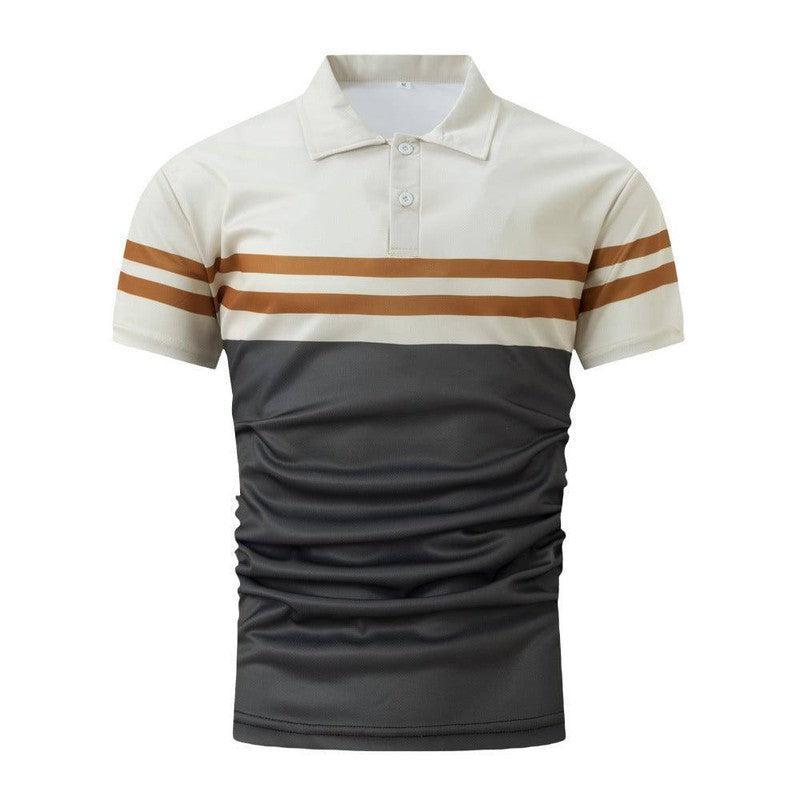 Striped Printed Men's Casual Polo Shirt-5