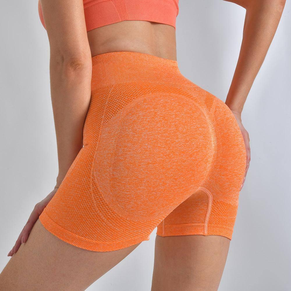 Striped Yoga Shorts High Waist Hip-lifting Tight Pants For-Orange-12