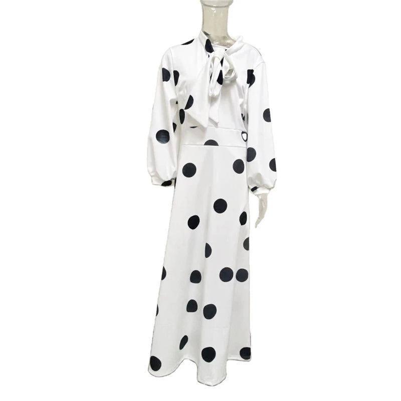 Stunning Polka Dot Maxi Dress for Chic Look-WHITE-8