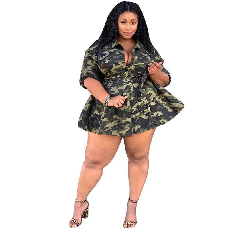 Stylish Camo Dress Outfits for Curvy Figures-Turquoise-8