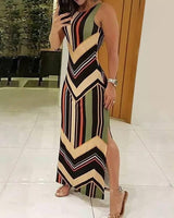 Stylish Chevron Maxi Dress for Elegant Evenings-3