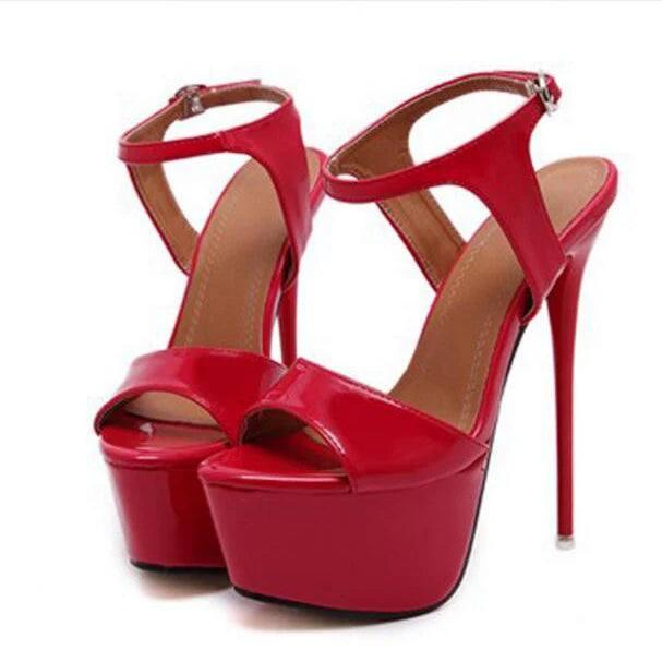 Ultra High Heels Sandals For Women Summer platform-red-3