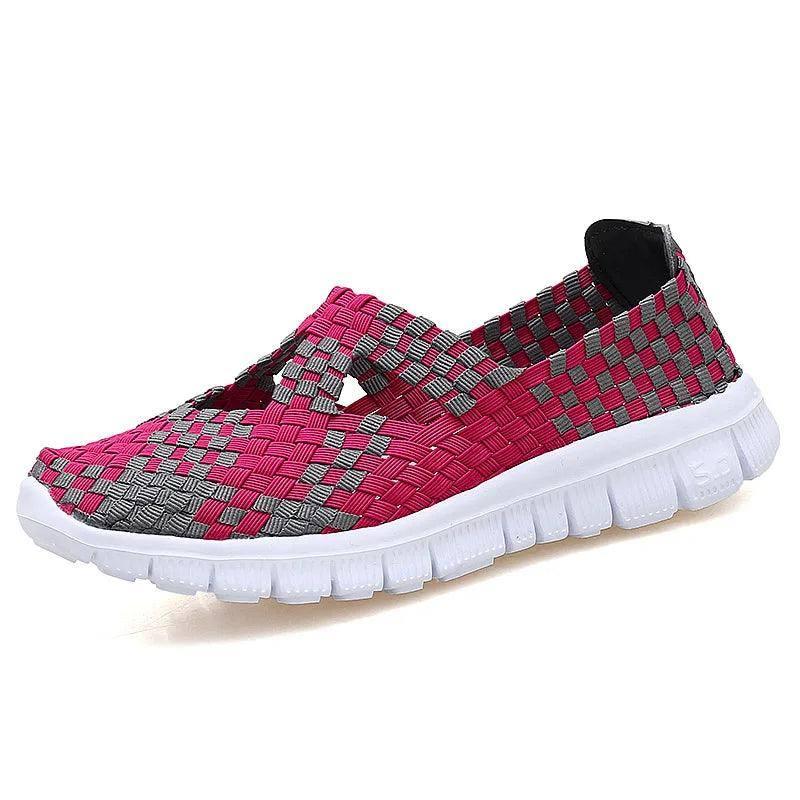 Stylish Woven Slip-On Sneakers for Casual Chic-Red-3