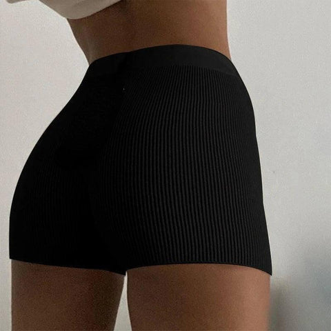 Summer Knit Shorts Cotton-Black-5