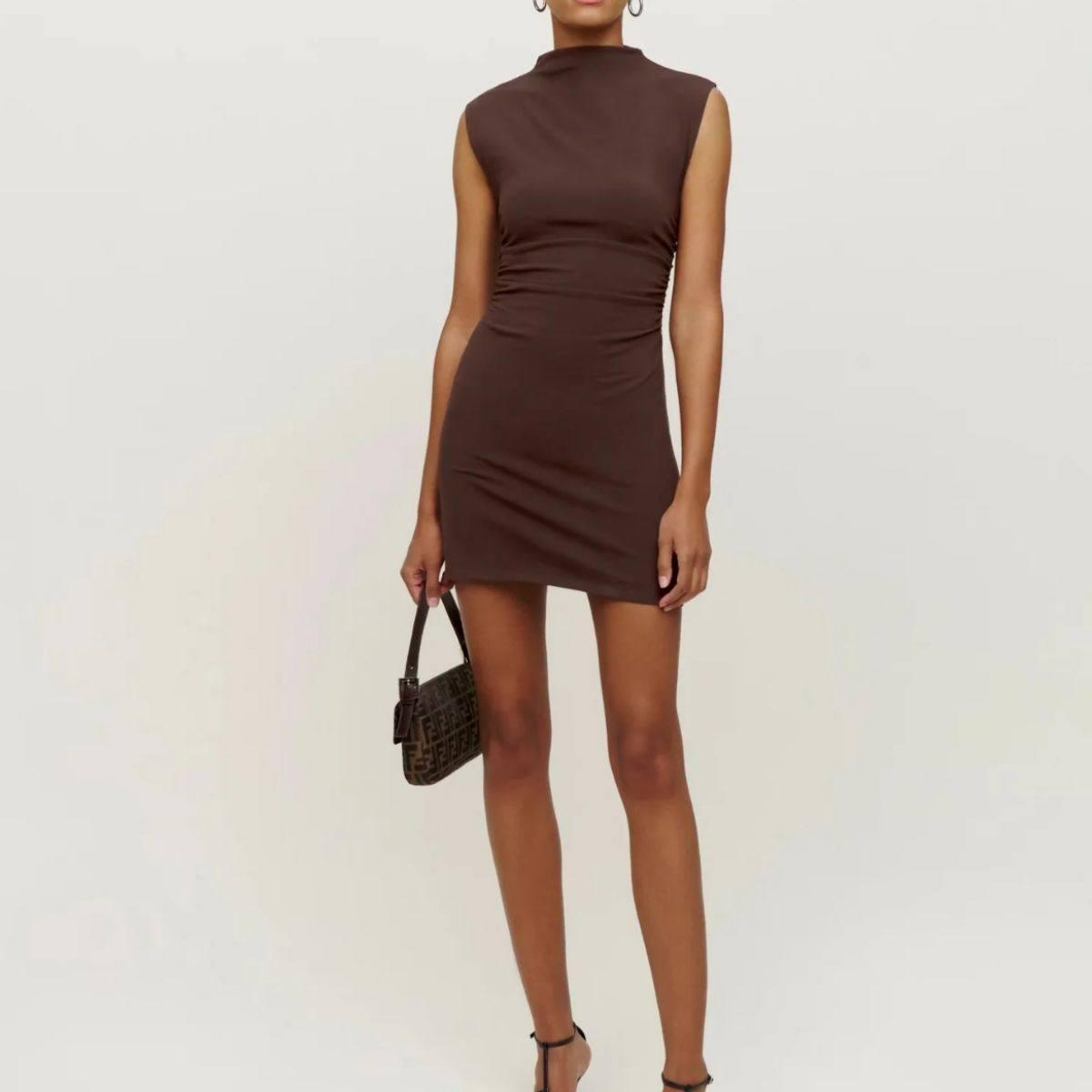 Summer New Slim Sleeveless Tight Half Turtleneck Dress Women-1