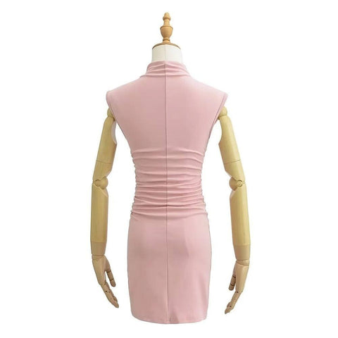 Summer New Slim Sleeveless Tight Half Turtleneck Dress Women-4