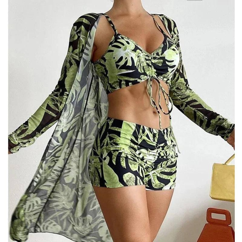 Summer Print Swimsuits Tankini Sets Female Swimwear Push Up-A23041303G-13
