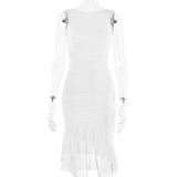 Summer Slim Skinny Sleeveless Dress For Women Fashion Party-White-13