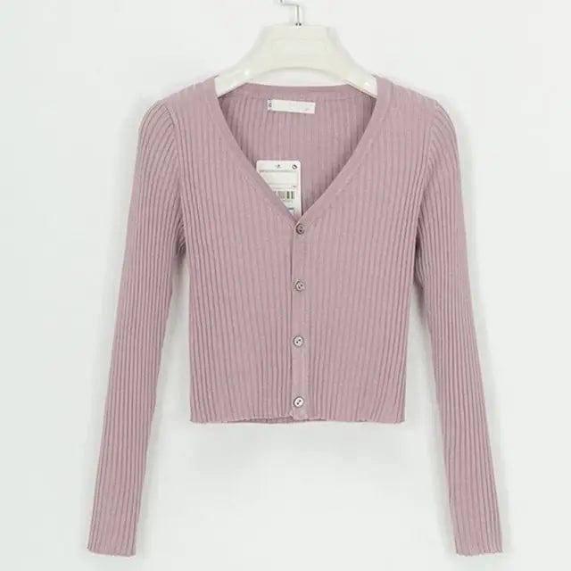 sweater cardigan women Slim sweaters-Pink-11