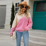 Sweater Color Matching Batwing Shirt Pullover Round Neck-1