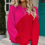 Sweater Color Matching Batwing Shirt Pullover Round Neck-9