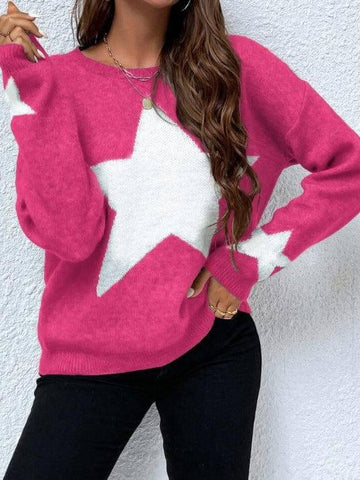 Sweater Women's Pullover Round Neck XINGX Thread Temperament-Rose-10