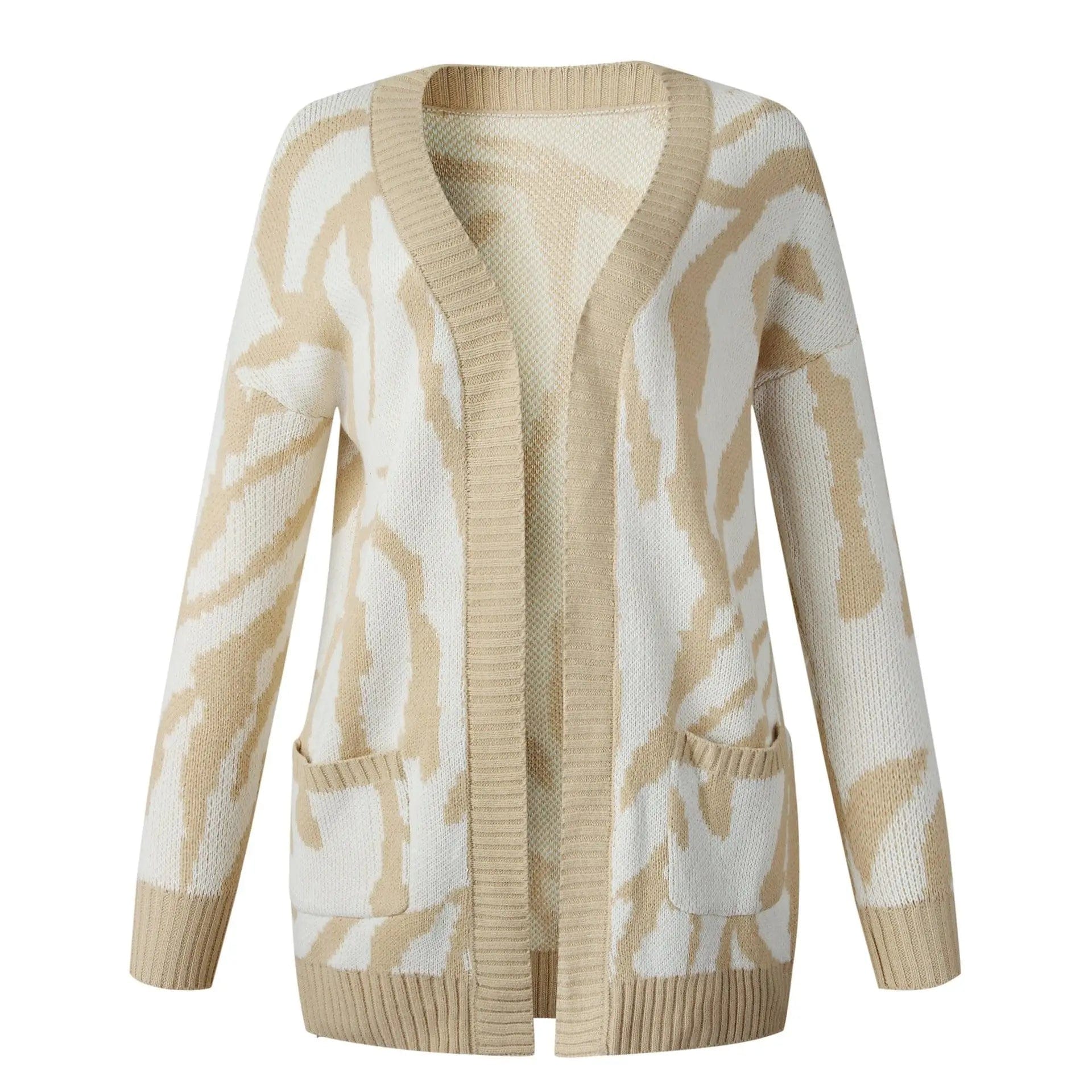 LOVEMI  Sweaters Khaki / S Lovemi -  Medium length cardigan sweater coat