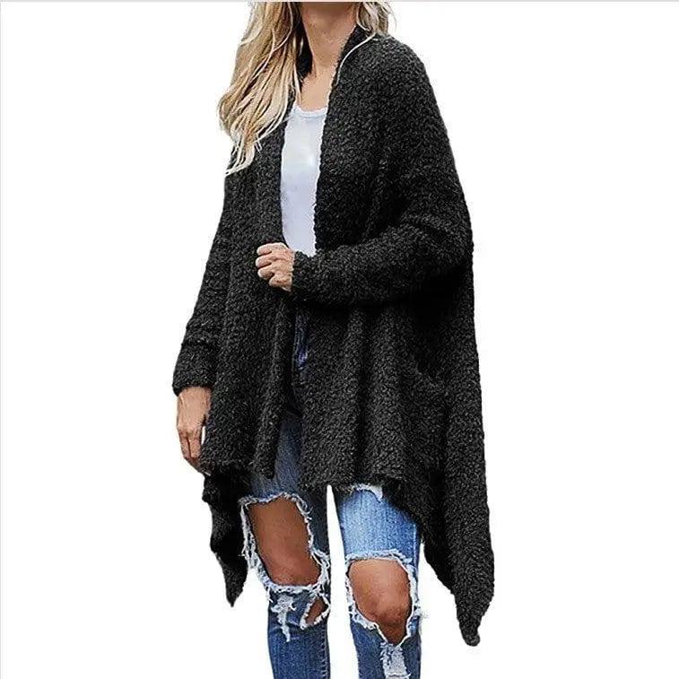 LOVEMI  Sweaters Lovemi -  New Mid Length Cardigan Thick Plush Women's Solid Color Long